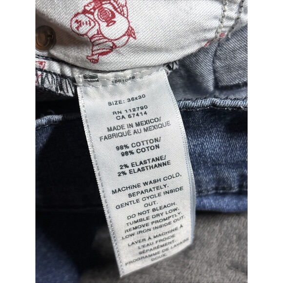True Religion Ricky Relaxed Straight Blue Jeans Mens Stretch Size 36, Real 37x30 - Picture 9 of 9